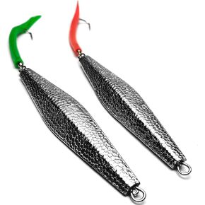 Diamond Jigs Saltwater Fishing Lures, 1-16oz Casting Jigging Spoon Surf Fishing Sinking Flat Metal Jig with Tube Tail, Vertical Ocean Trolling Jig Bait for Striper, Bluefish, Tuna, Salmon
