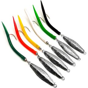 Diamond Jigs Saltwater Fishing Lures, 1-16oz Casting Jigging Spoon Surf Fishing Sinking Flat Metal Jig with Tube Tail, Vertical Ocean Trolling Jig Bait for Striper, Bluefish, Tuna, Salmon