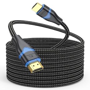 HDMI Cable 15 FT 8K, Long HDMI 2.1 Cable 15 Foot Ultra High Speed HDMI Braided Cord(48Gbps, 8K@60Hz, 4K@120Hz, 2K, eARC, HDCP 2.3, Dynamic HDR) for HDTV, PS5, SoundBar, Monitor, Projector