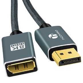 1.4 DisplayPort Extension Cable 3.3FT, Nylon Braided DisplayPort 8K Male to Female Cable, DP to DP Extended Cord Supports 8K@60Hz,4K@120Hz for Gaming Monitor, Graphics, PC