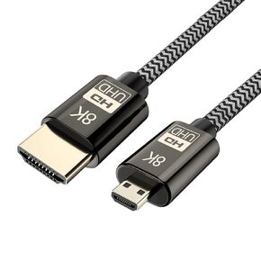 xiwai Micro HDMI to HDMI 2.1 Ultra-HD UHD 8K 60hz 4K 120hz Cable 48Gbs HDMI Cord for Camera Tablet (1.5m)