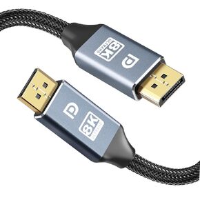 8K DisplayPort Cable V1.4, Nylon Braided DP Cable, 8K@60Hz, 4K@120Hz, HDR, HBR3, Male to Male High Speed 32.4Gbps Display Port Cord for Laptop PC TV Gaming Monitor (3.3Feet)
