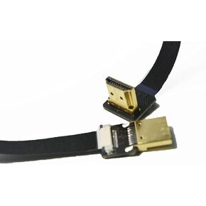 FFC Flat Slim HDMI Cable Standard Full Normal HDMI Male to Standard HDMI Full Size HDMI Normal HDMI 90 Degree Compatible for RED Blackmagic BMCC Sony nex FS7 Canon C300 30CM Black
