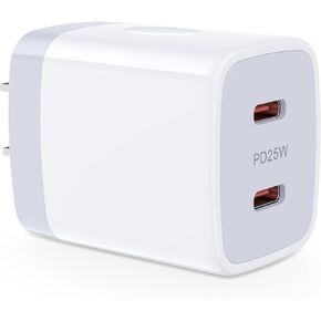 كتلة شاحن USB C لـ iPhone 16، 25 وات مزدوج النوع C، قابس جداري لشحن سريع لهاتف iPhone 16 Pro/16 Pro Max/16 Plus/15، محول طاقة PD لـ Google Pixel 9 Pro XL Fold 8 8a، Galaxy A16 A15 A54 S24 FE S23