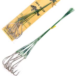 Toasis Fishing Snells Stainless Steel Wire Leader Rigs Snelled Hooks Pack of 20