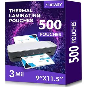 500 Pack Laminating Sheets, 3 Mil, 9 x 11.5 Inches Thermal Laminating Pouches Lamination Sheet Paper for Laminator, Clear, Letter Size, Office and School Supplies