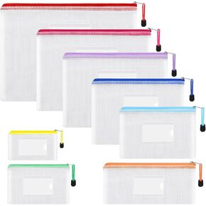 EOOUT 32pcs 8 Sizes Mesh Zipper Pouch, Waterproof Mesh Zip Bags, 16 Colors Travel Pouches, for Board Games Toys Storage, Travel Accessories, Documents Cosmetics School Office Supplies