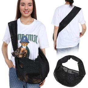 MABOZOO Mesh Pet Sling Carrier for Small Dogs, Breathable Dog Carrier Sling Cat Sling, Front Facing Puppy Pouch Travel Safe Sling Bag for Small & Medium Dogs, Cats, Pets