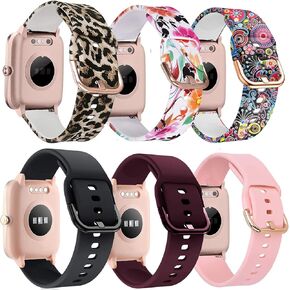 ViCRiOR Bands Compatible with 19mm Wide Veryfitpro ID205L Smart Watch, Quick Release Soft Silicone Fadeless Pattern Printed Floral Replacement Band for Uwatch 3, Willful SW021 ID205L/SW025 ID205S