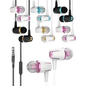 Earbuds Wired 6 Pack - Headphone in Ear with Microphone, Earphones with Clear Friendly Sound for Play and Work, Fits All 3.5mm Devices