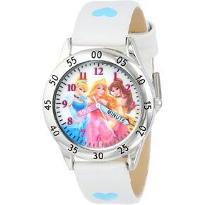 Accutime Disney Princess Girls Pink Kid's Watch - Time Teacher Timepiece Ariel Little Mermaid Rapunzel Tiana (Model: PN1171AZ)