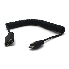 MOTONG Standard 4K HDMI 2.0 to Mini HDMI Cable, Coiled Mini HDMI Male to HDMI 2.0 Female Cable Cord 4K*2K@60Hz Ethernet 3D Audio Return(1.8M, M to F)