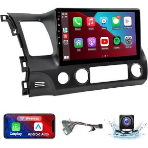 Naifay Android Car Radio for Honda Civic 2006 2007 2008 2009 2010 2011 with Wireless CarPlay Android Auto, 2+32G 10.1inch IPS Touch Screen Car Stereo Bluetooth FM GPS Navigation WiFi SWC Split Screen
