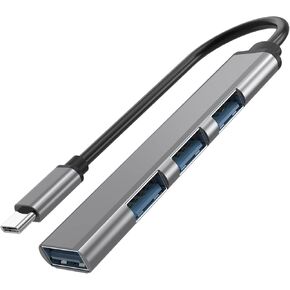 USB 3.0 Hub, Type C 4-Port Adapter and 4-in-1 Docking Station, UltraSlim SuperSpeed 5Gbps Aluminum for MacBook Pro 2021/ Air 2020/2019/2018 Ipad Pro Surface Pro Flash Drive Mobile HDD (Grey)