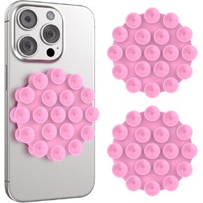 COJOC for Suction Cup Phone Mount, Double Sided Strength Adsorption Silicon Suction Cup Phone Case Holder for iPhone Android, Hands-Free Mirror Shower Phone Mount for Selfies and Videos, Purple