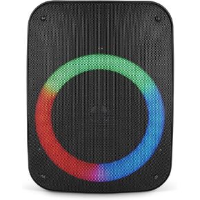 QFX PBX-136 Portable Bluetooth Speaker with LED Party Lights - Built-in 6.5" Subwoofer - Rechargeable Party Speakers, Aux, Wireless, & USB/MicroSD (2021 Model),Black