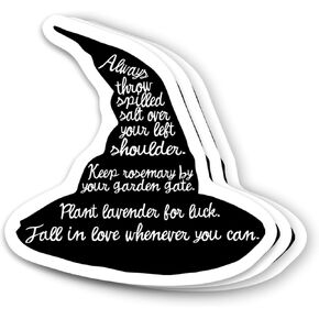 (3Pcs) Practical Magic Pagan Always Throw Salt Over Your Left Shoulder Sticker 3 Inch for Water Bottle, Tumbler, Laptop, Hat, Phone Case