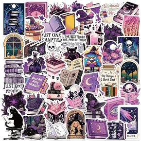 50PCS Bookish Witch Stickers for Kids Teens, Witchy Style Bookworm Sticker Pack for Kids Teens ‌Witchcraft‌ Vinyl Decals for Laptop Water Bottle Girls Waterproof Magic Bookish Stickers (Book W)