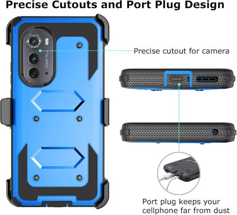 Takfox Moto Edge 2022 Case, for Motorola Edge 2022 Case Belt Clip Phone Holster, [Built-in Screen Protector] [Kickstand] Protective Heavy Duty Shockproof Rugged Cover-Black in Kuwait