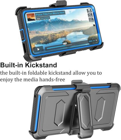 Takfox Moto Edge 2022 Case, for Motorola Edge 2022 Case Belt Clip Phone Holster, [Built-in Screen Protector] [Kickstand] Protective Heavy Duty Shockproof Rugged Cover-Black in Kuwait