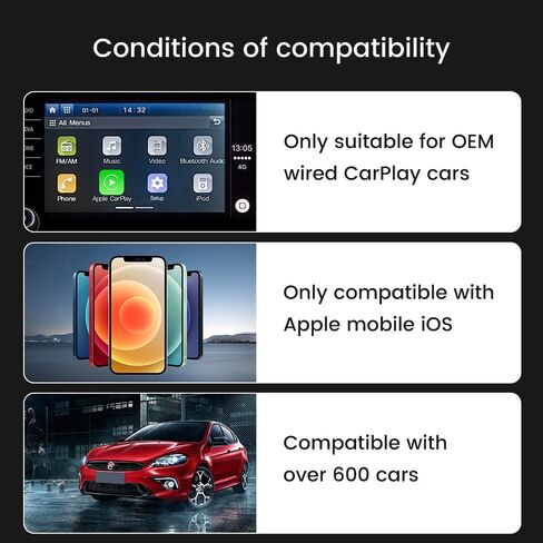 Carlinkit Mini SE Wireless CarPlay Adapter - Convert Wired CarPlay to Wireless | High Cost-Performance | Dual-Head USB-A & USB-C | Compact & Stable Connection in Kuwait