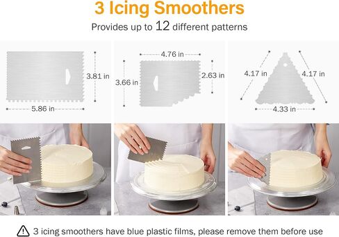 Kootek Aluminium Alloy Revolving Stand 12" Cakes Turntable with 12.7" Angled Frosting, 3 Comb Icing Smoother, Silicone Spatulas Pie Server/Cutter Baking Decorating Tools (Pink) in Saudi Arabia