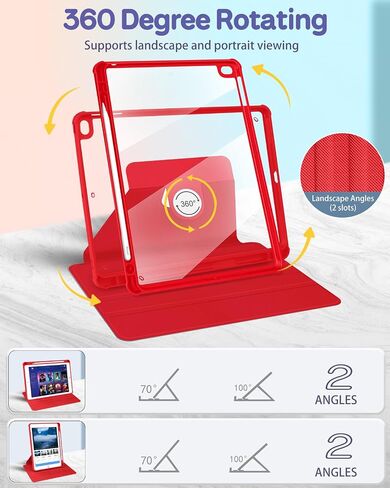 حافظة لجهاز iPad Air 2/Air 1/لجهاز iPad 5th/6th Generation/Pro 9.7 بوصة - حافظة لطيفة للفتيات والنساء المراهقات ومضحكة لجهاز iPad 9.7 بوصة، غطاء قابل للدوران 360 درجة مع حامل قلم رصاص، HeartStit in Saudi Arabia