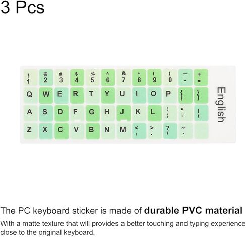 PATIKIL 3Pcs Universal English Keyboard Stickers, Replacement English Keyboard Stickers Green Background with Black Lettering for Computer Laptop Desktop in Saudi Arabia