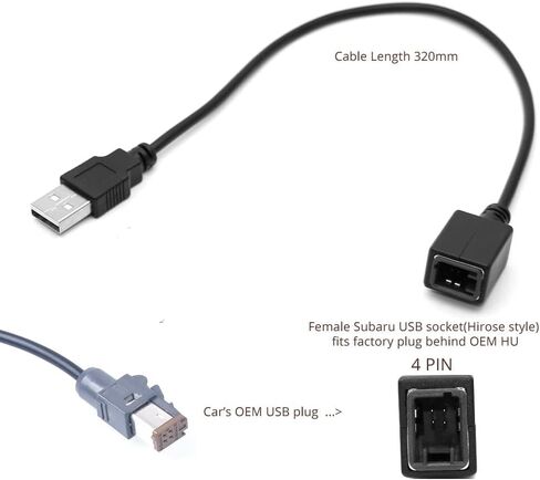 ما بعد البيع أندرويد راديو السيارة ستيريو 4 دبوس كابل USB الأصلي محول ذكر إلى USB موصل التوصيل الحبل متوافق لسوبارو Outback سوزوكي فيتارا SX4 in Kuwait