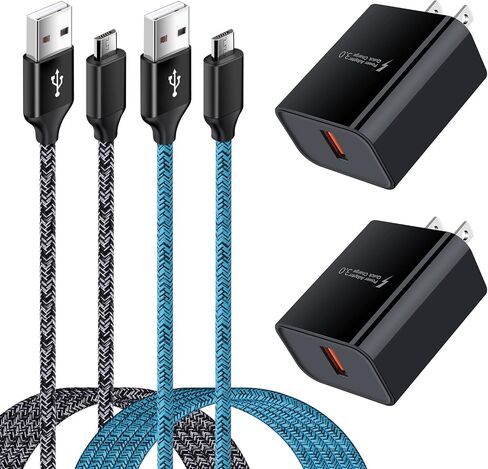 Android Moto Phone Fast Charger,Quick3.0 USB Fast Wall Charger Plug with Micro USB Cable 6FT for Samsung Galaxy J3 J5 J7 J8 S7 S6 A10 A02 A6 A01 amp 3,LG Stylo 2 3 Plus,Moto G/X/E E4 E5 E6s E7 G5 Plus in Kuwait