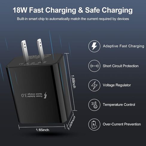 Android Moto Phone Fast Charger,Quick3.0 USB Fast Wall Charger Plug with Micro USB Cable 6FT for Samsung Galaxy J3 J5 J7 J8 S7 S6 A10 A02 A6 A01 amp 3,LG Stylo 2 3 Plus,Moto G/X/E E4 E5 E6s E7 G5 Plus in Kuwait