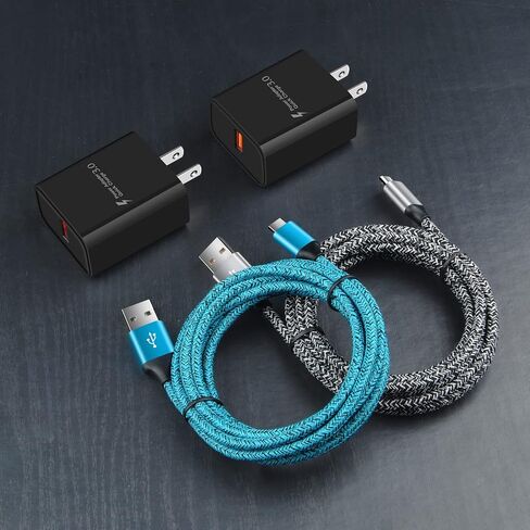 Android Moto Phone Fast Charger,Quick3.0 USB Fast Wall Charger Plug with Micro USB Cable 6FT for Samsung Galaxy J3 J5 J7 J8 S7 S6 A10 A02 A6 A01 amp 3,LG Stylo 2 3 Plus,Moto G/X/E E4 E5 E6s E7 G5 Plus in Kuwait