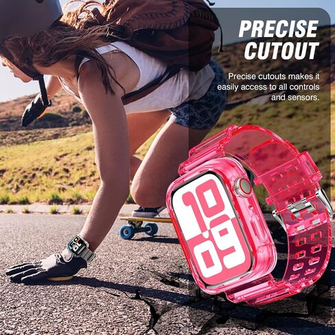 DABAOZA Compatible for Clear Apple Watch Band 41mm 40mm 38mm GlitterPink | Women Men,Glitter Bling TPU Sport Jelly with Bumper Case Strap,for iWatch SE Series 9 8 7 6 5 4 3 2 1,41/40/38mm GlitterPink in Kuwait