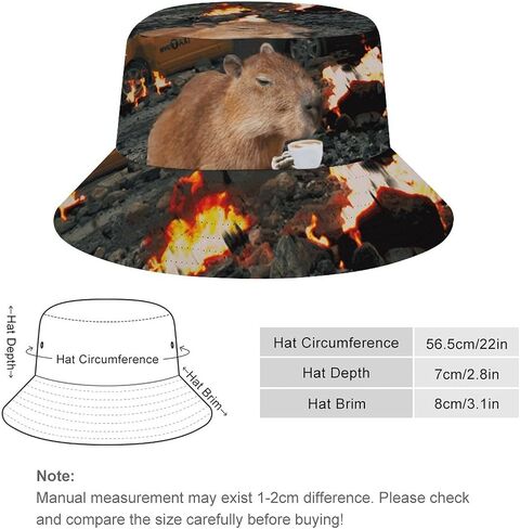 قبعة دلو Mercuryelf Capybara هدايا للرجال والنساء، قبعة شمسية قابلة للتعبئة للجنسين، قبعة صياد سوداء أنيقة للصيف في الهواء الطلق in Kuwait