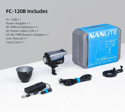 NANLITE FC-120B LED Video Light 2700K-6500K 145W Bowens Mount Continuous Output Lighting with APP Control, Bowens Adapter for Studio Photograpny/Video Recording in Kuwait