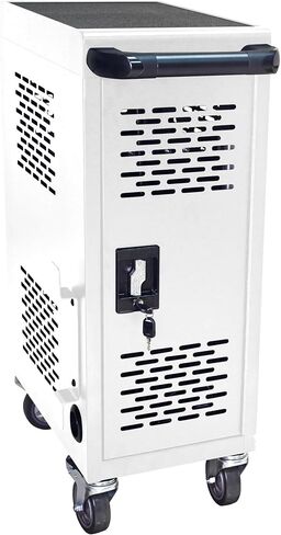 TIOPLY 32 Device Charging Cart for Laptop Up to 16-inch Screen, Mobile Charging Station and Tablet Storage Cart for iPad, Chromebooks with Cord Organizer, Front & Back Access Locking Cabinet Black in Kuwait