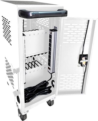 TIOPLY 32 Device Charging Cart for Laptop Up to 16-inch Screen, Mobile Charging Station and Tablet Storage Cart for iPad, Chromebooks with Cord Organizer, Front & Back Access Locking Cabinet Black in Kuwait