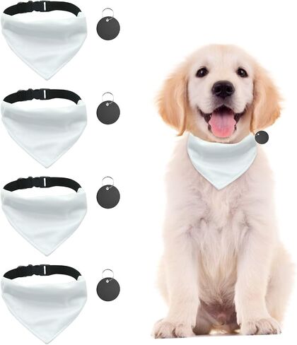 4 PCS White Triangle Dog Bandana Collar, Dog Bandana with Adjustable Buckle Sublimation Blank DIY Dog Bandanas for Dogs and Cats, S in Saudi Arabia