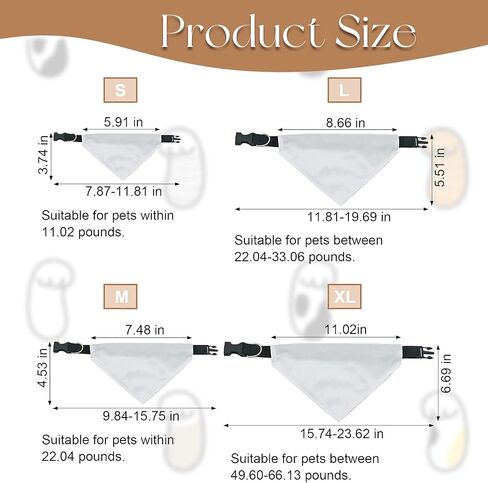 4 PCS White Triangle Dog Bandana Collar, Dog Bandana with Adjustable Buckle Sublimation Blank DIY Dog Bandanas for Dogs and Cats, S in Saudi Arabia