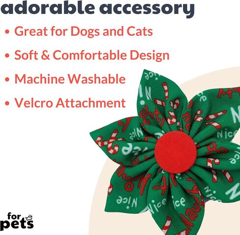 Huxley & Kent Pet Pinwheel | Naughty & Nice (Small) | Christmas Holiday Collar Accessory for Dogs/Cats | Bow Collar Attachment | Cute, Comfortable Accessory | H&K Pinwheel for Pets in Saudi Arabia