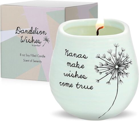 Pavilion Gift Company 77114 Plain Dandelion Always Wished for a Friend Like You White Ceramic Soy Serenity Scented Candle in Kuwait