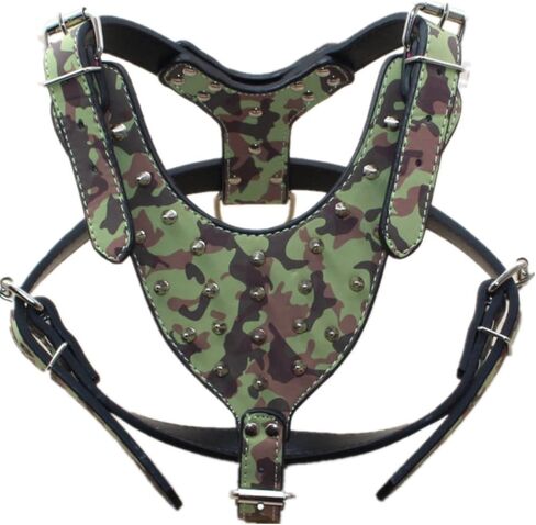 أطواق جلدية مسننة مرصعة متوسطة وكبيرة للكلاب، وأحزمة ومقاود سلسلة مكونة من 3 قطع مجموعة متطابقة لـ Pit Bull وMastiff وBoxer وBull Terrier in Kuwait