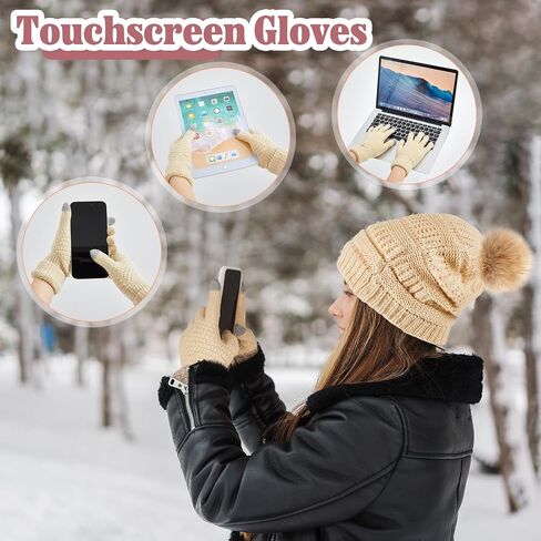 Liitrsh 12 Pcs Winter Beanie Hat Scarf Gloves Set Knitted Beanie Hat Circle Scarves Gloves Earmuff for Women Men in Saudi Arabia