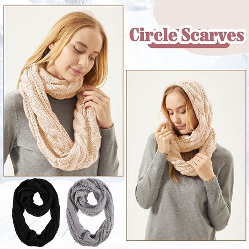 Liitrsh 12 Pcs Winter Beanie Hat Scarf Gloves Set Knitted Beanie Hat Circle Scarves Gloves Earmuff for Women Men in Saudi Arabia