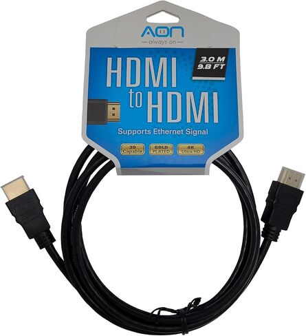AON HDMI 1.4 Cable - High-Speed 4K Support, 10ft, Compatible with Gaming, Audio, Fire Stick, VGA, Ideal for Home and Gaming Room - Suitable for MacBook Pro, XPS 17, Xbox, and PlayStation in Saudi Arabia