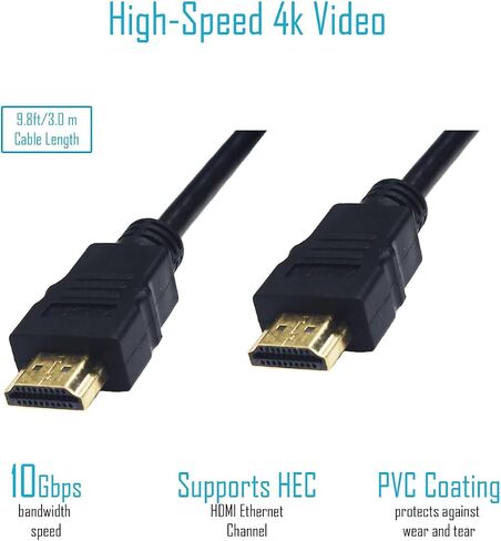 AON HDMI 1.4 Cable - High-Speed 4K Support, 10ft, Compatible with Gaming, Audio, Fire Stick, VGA, Ideal for Home and Gaming Room - Suitable for MacBook Pro, XPS 17, Xbox, and PlayStation in Saudi Arabia