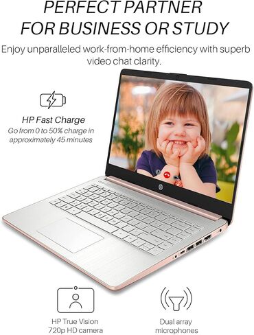 كمبيوتر محمول HP Stream مقاس 14 بوصة للأعمال الطلابية، Intel رباعي النواة N4120، ذاكرة وصول عشوائي سعتها 16 جيجابايت + تخزين 384 جيجابايت (128 جيجابايت eMMC+256 جيجابايت MSD)، مكتب 365 لمدة عام، عمر بطارية طويل، رفيع ومحمول، كاميرا ويب عالية الدقة، Window in Saudi Arabia