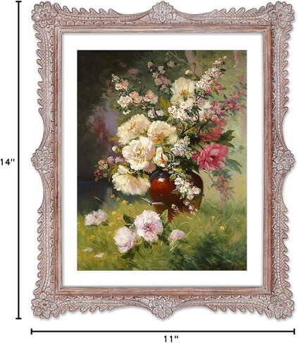 SIMON'S SHOP 11x14 Frame with Mat for 8x10 Picture, Wall and Tabletop Picture Frames, Poster Frame 11x14, French Style Home Decor (Walnut) in Kuwait