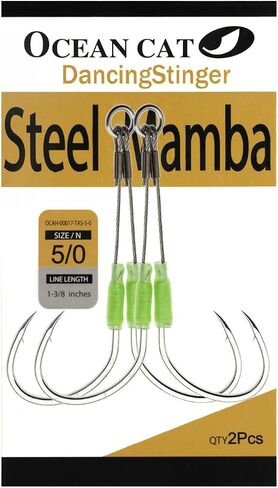 OCEAN CAT Fishing Assist Hooks Steel Mamba Jigs Slow Fast Fall Octopus Circle Hooks Double Stinger with Strong Stainless Steel Wire for Jigging Fishing Rigs Saltwater Freshwater Fishing in Kuwait