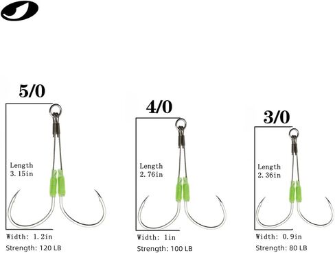 OCEAN CAT Fishing Assist Hooks Steel Mamba Jigs Slow Fast Fall Octopus Circle Hooks Double Stinger with Strong Stainless Steel Wire for Jigging Fishing Rigs Saltwater Freshwater Fishing in Kuwait